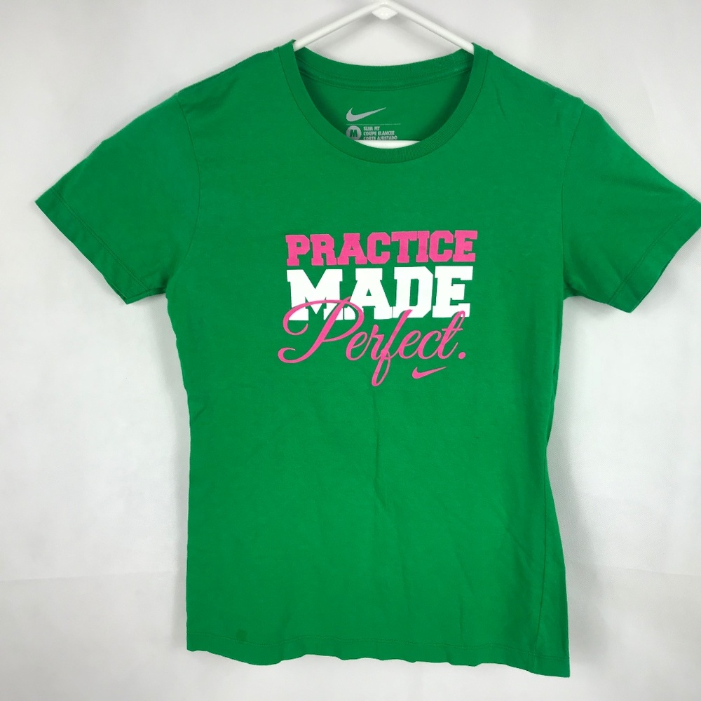 Nike t-shirt crew neck green women's slim medium